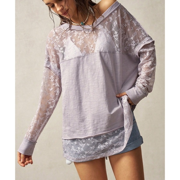 Boho V neck Floral Print Semi Sheer Oversized Long Sleeve top - Picture 3 of 5